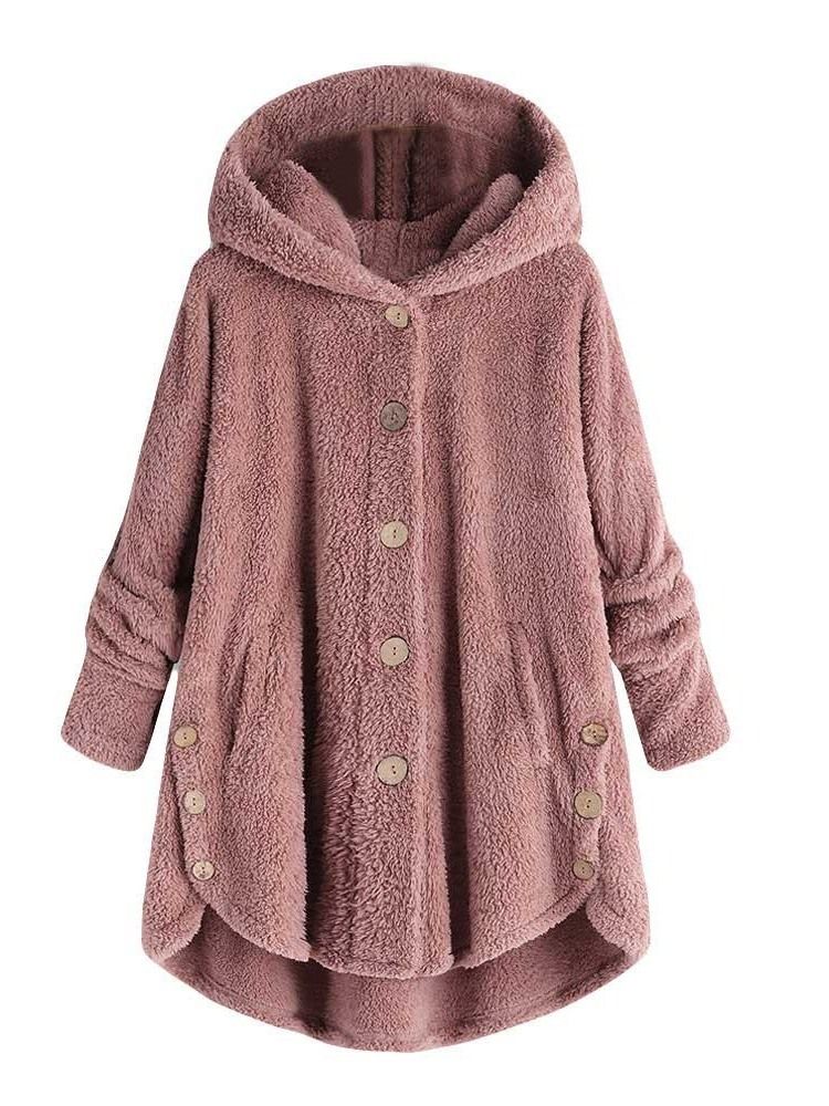 Single-breasted Loose Button Mid-length Women's Overcoat