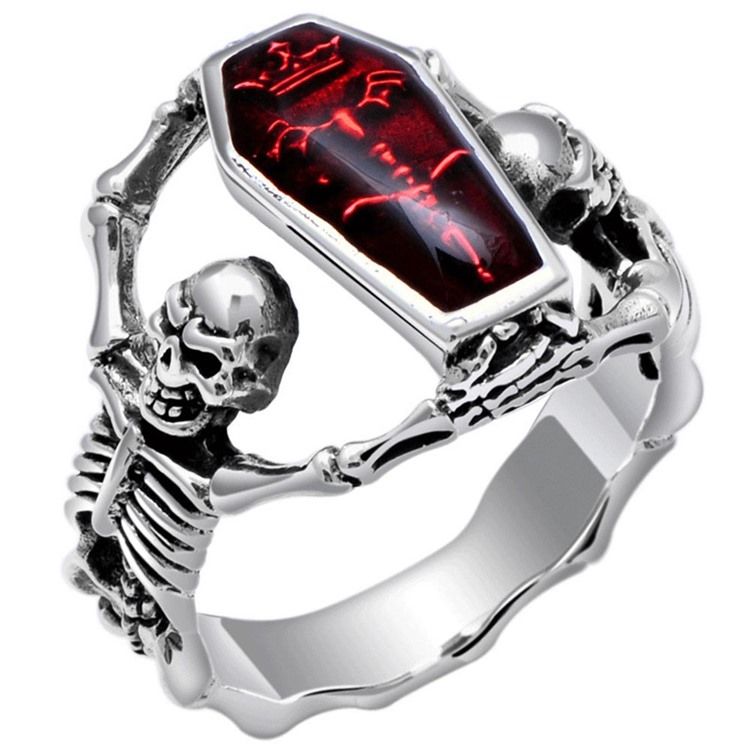 Bronze Two Skull Men's Ring