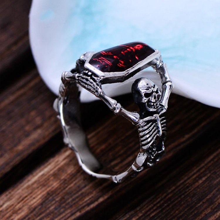 Bronze Two Skull Men's Ring