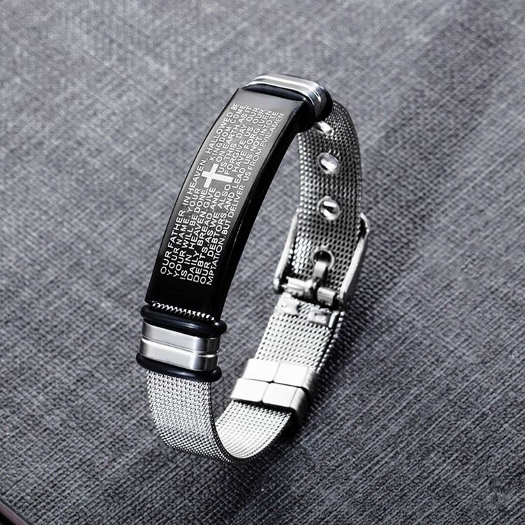 Cross Bible Titanium Steel Men's Armbånd