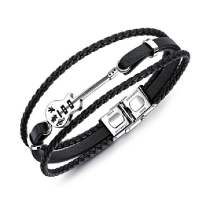 Guitar Leather Knit Men's Armbånd