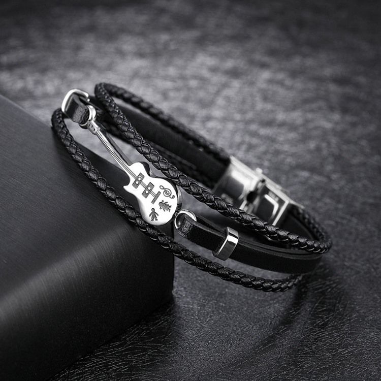 Guitar Leather Knit Men's Armbånd