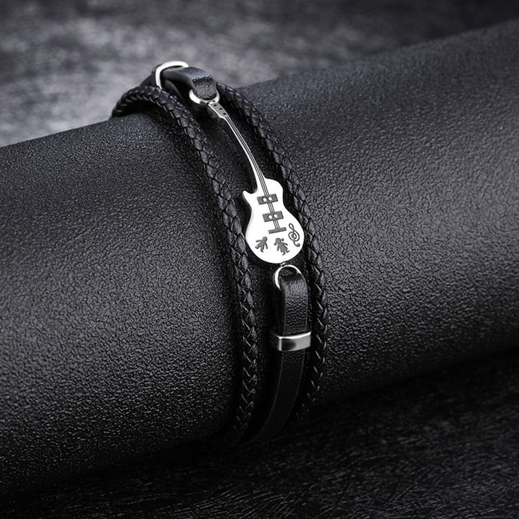 Guitar Leather Knit Men's Armbånd