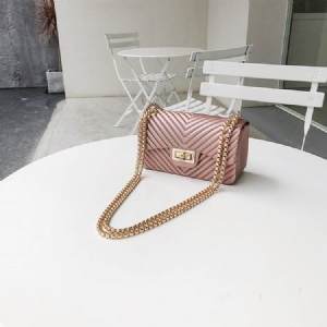 Almindelig Pu Rektangel Crossbody Tasker