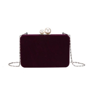 Almindelig Velour Kæde Flap Crossbody Taske