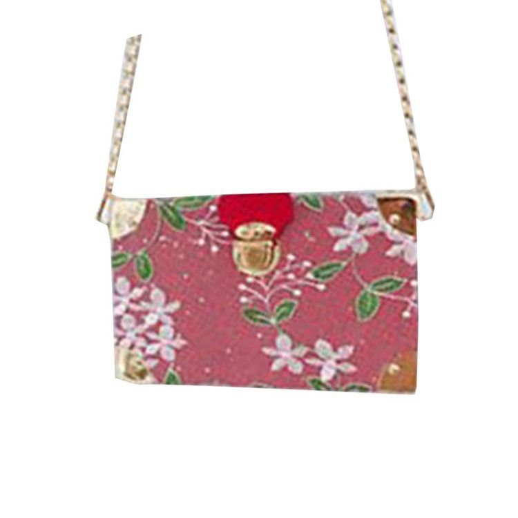 Broderi Blomstermotiver Pu Flap Crossbody Tasker