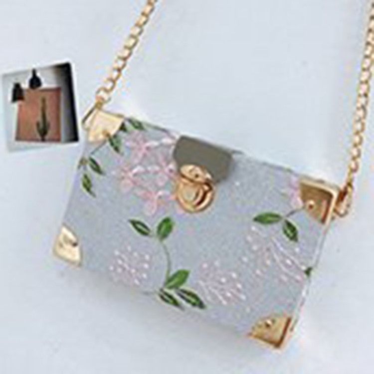 Broderi Blomstermotiver Pu Flap Crossbody Tasker