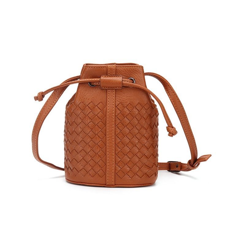 Bucket Shape Strikket Mini Crossbody Taske