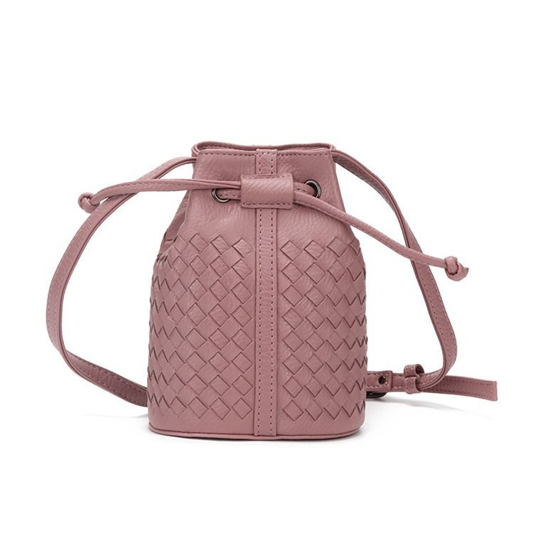 Bucket Shape Strikket Mini Crossbody Taske