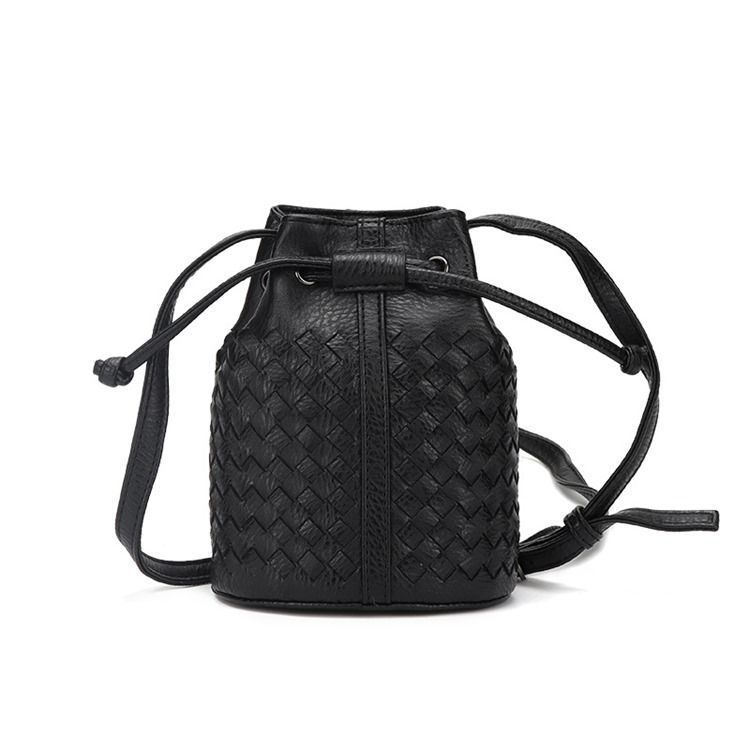 Bucket Shape Strikket Mini Crossbody Taske