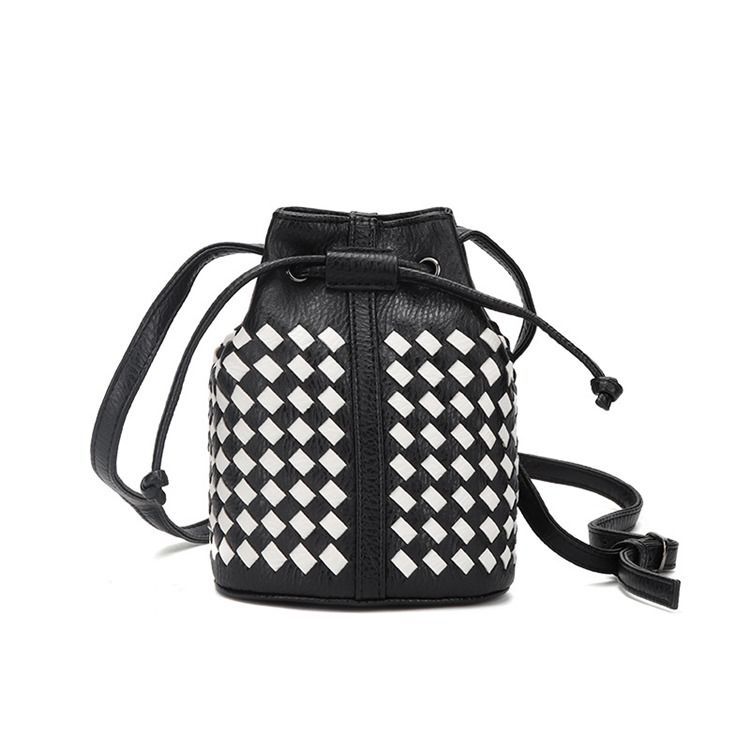 Bucket Shape Strikket Mini Crossbody Taske