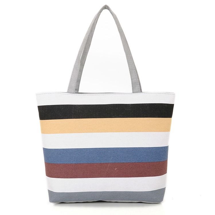 Casual Stripe Canvas Håndtaske