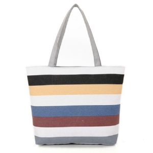 Casual Stripe Canvas Håndtaske