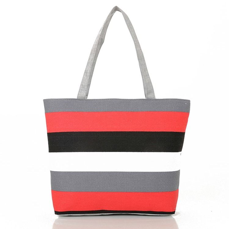 Casual Stripe Canvas Håndtaske