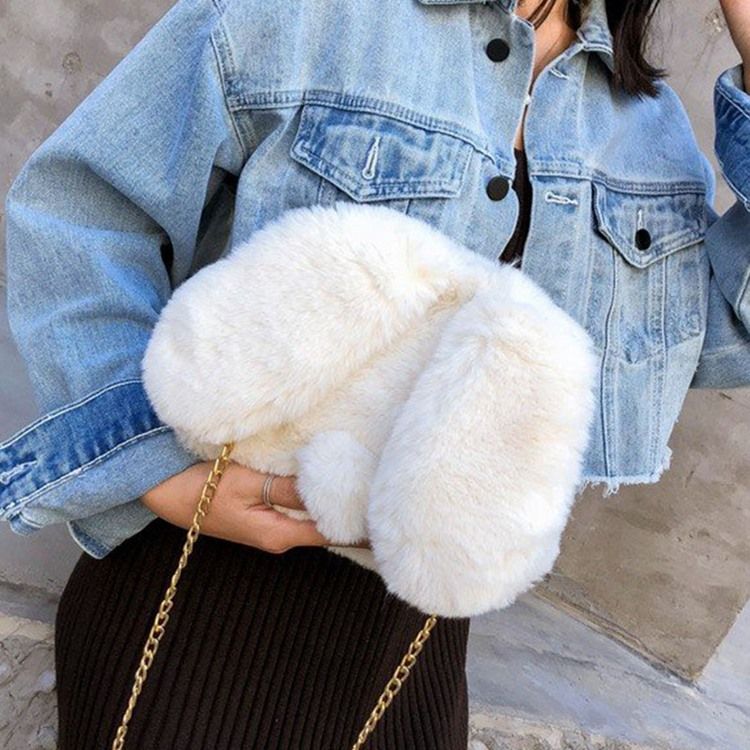 Faux Fur Chain Animal Crossbody Tasker