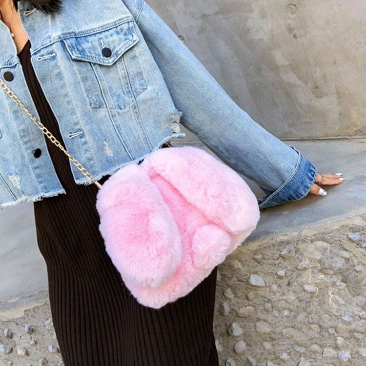 Faux Fur Chain Animal Crossbody Tasker