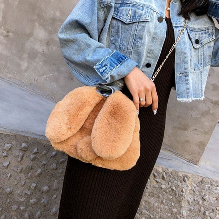 Faux Fur Chain Animal Crossbody Tasker