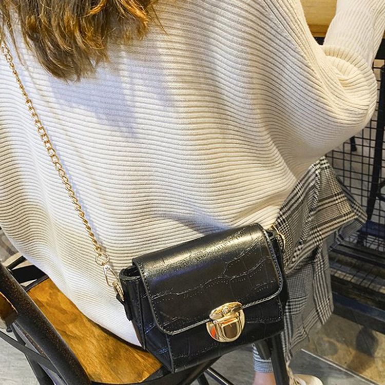 Kæde Pu Alligator Rektangel Crossbody Tasker