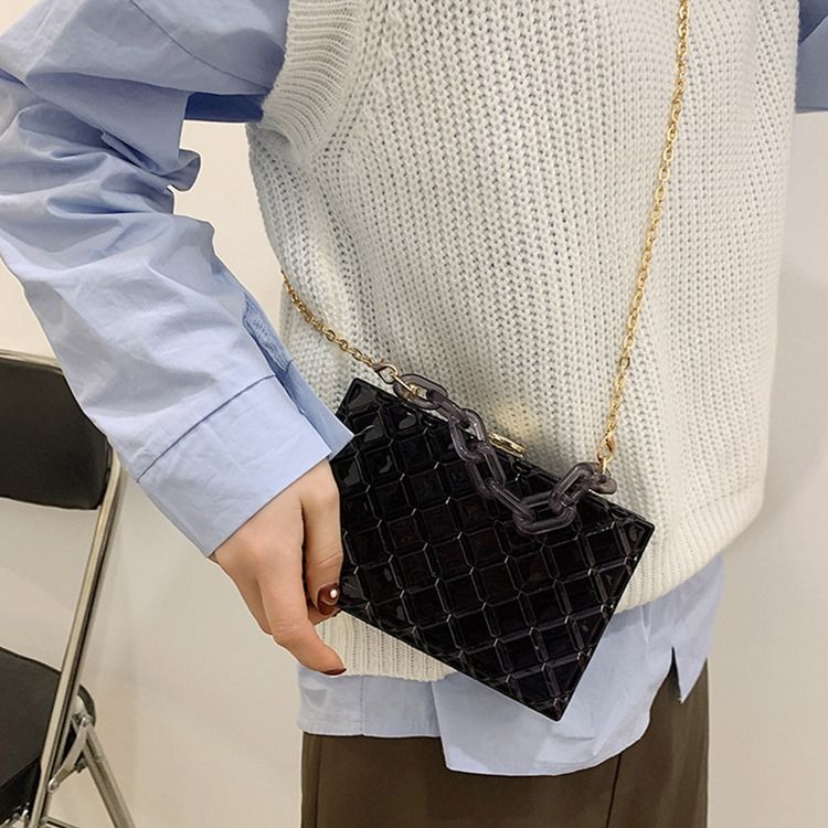 Koreansk Lås Med Almindelig Flap Crossbody Tasker