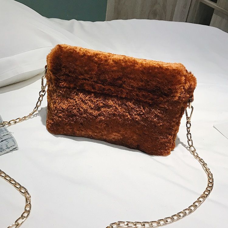 Lås Almindelig Velour Rektangel Crossbody Tasker