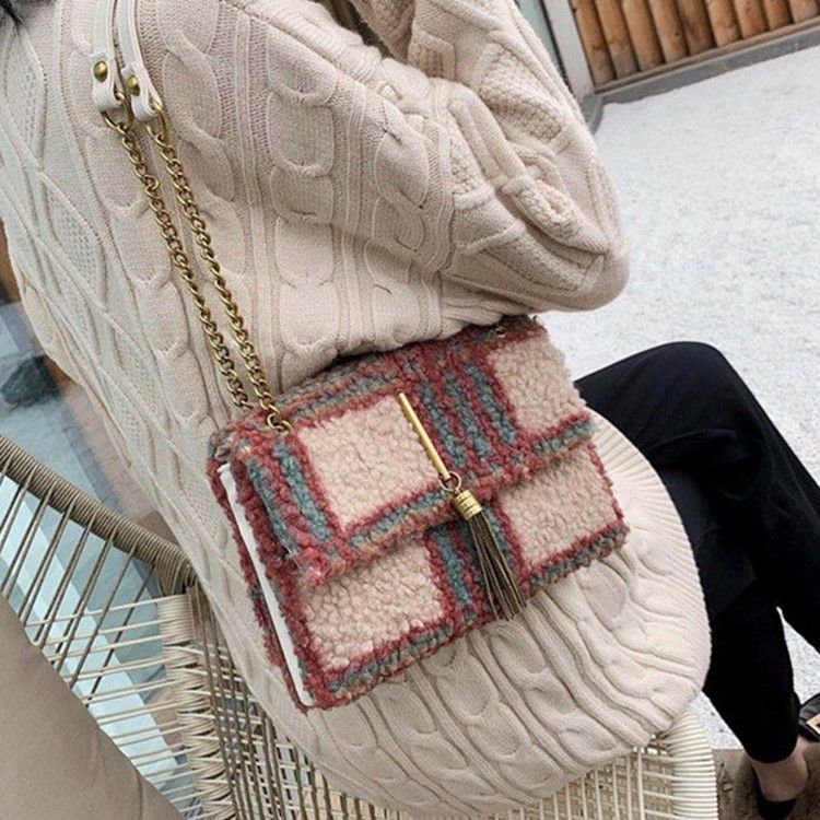 Plaid Chain Rectangle Women's Shoulder Bags