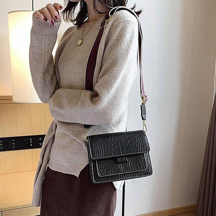 Prægning Alligator Pu Rektangel Casual Crossbody Tasker