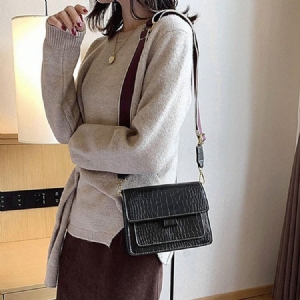 Prægning Alligator Pu Rektangel Casual Crossbody Tasker