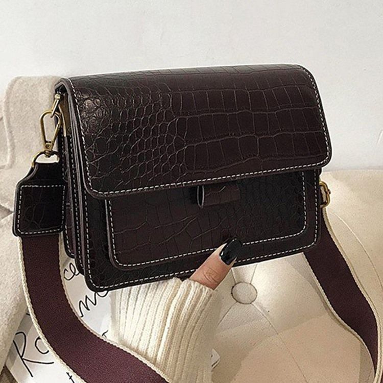 Prægning Alligator Pu Rektangel Casual Crossbody Tasker