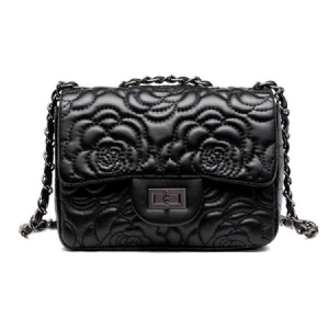 Prægning Floral Pu Rektangel Crossbody Tasker