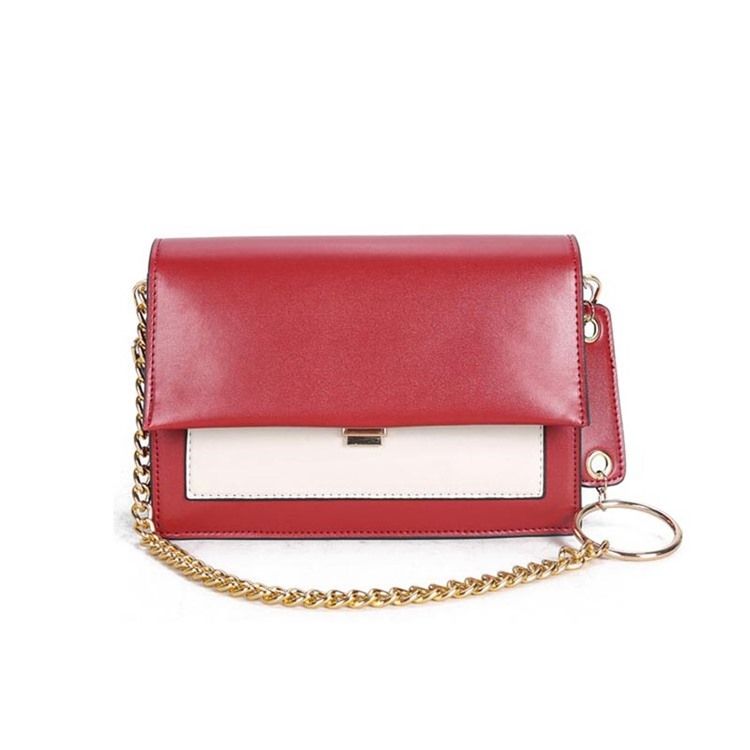 Pu Color Block Chain Rectangle Crossbody Tasker