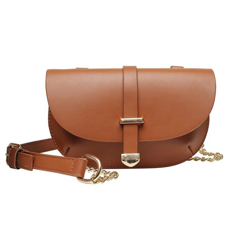 Pu Plain Half Moon Saddle Crossbody Bag