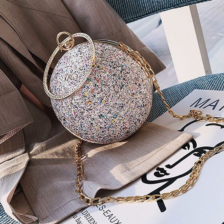 Sequin Rhinestone Circular Tote Tasker