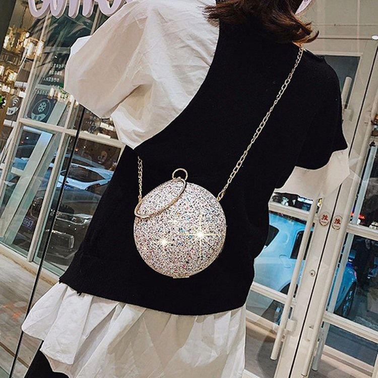 Sequin Rhinestone Circular Tote Tasker