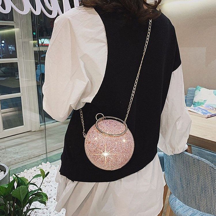 Sequin Rhinestone Circular Tote Tasker