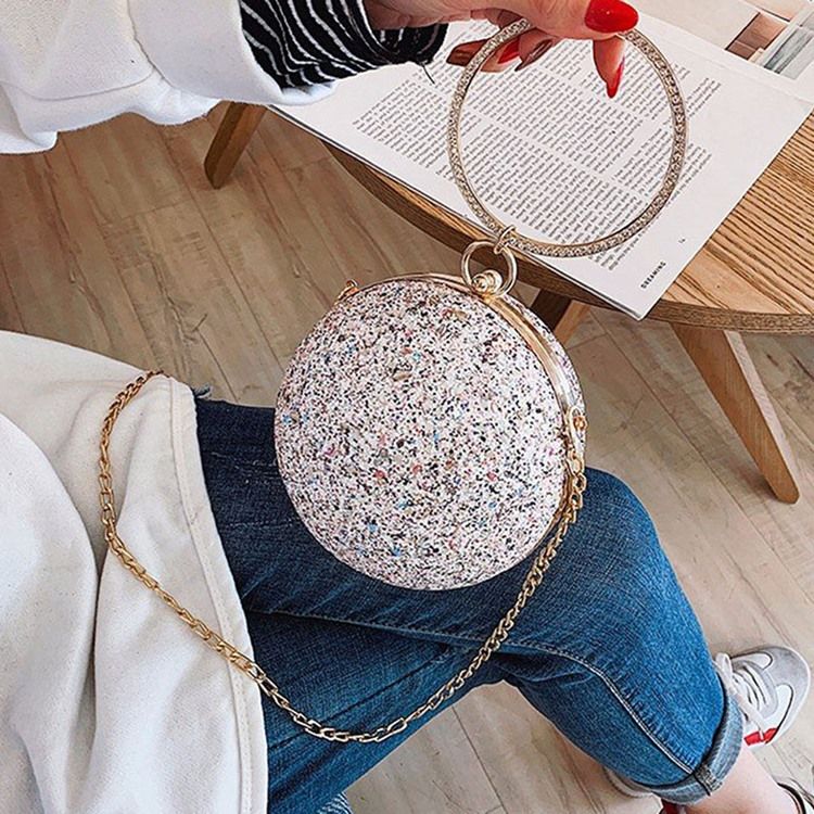 Sequin Rhinestone Circular Tote Tasker