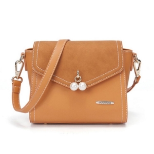 Solid Farve Perledekoration Crossbody Taske