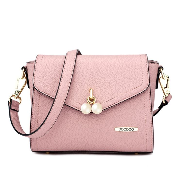 Solid Farve Perledekoration Crossbody Taske