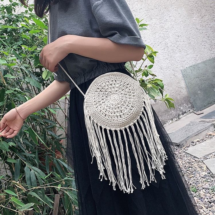 Strikket Grass Plain Circular Crossbody Bag