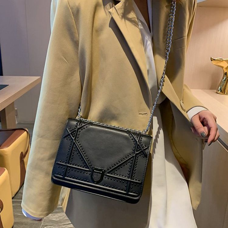 Tråd Pu Geometriske Flap Crossbody Tasker