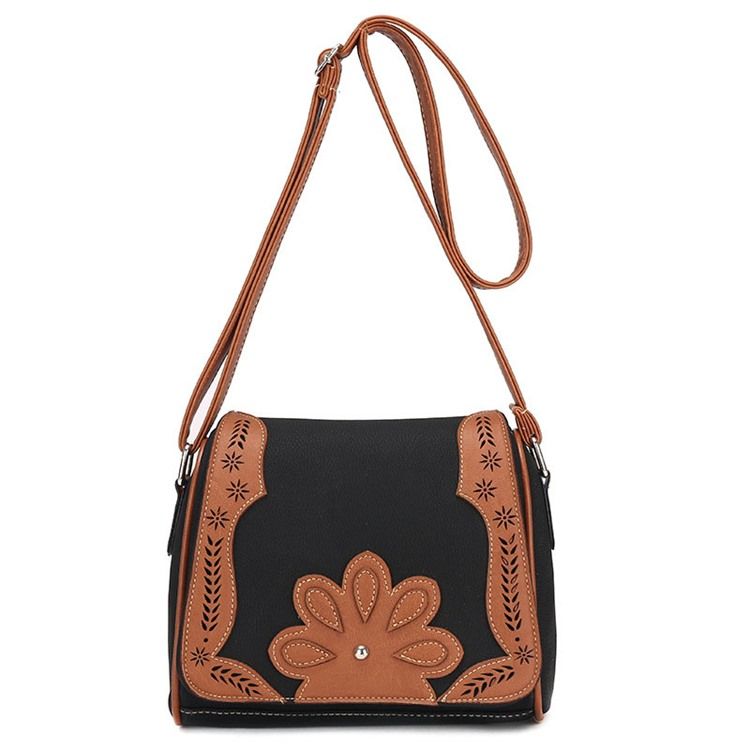 Vintage Pudeform Blomsterdekoration Crossbody Taske