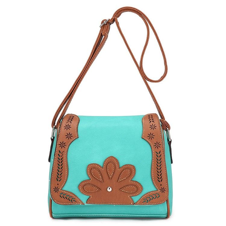 Vintage Pudeform Blomsterdekoration Crossbody Taske