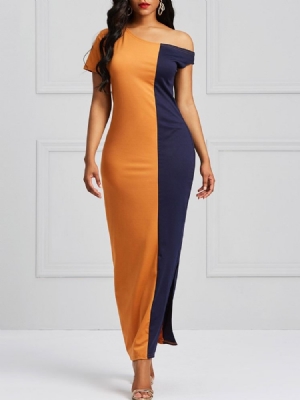 Color Block Bodycon Split Kvindekjole