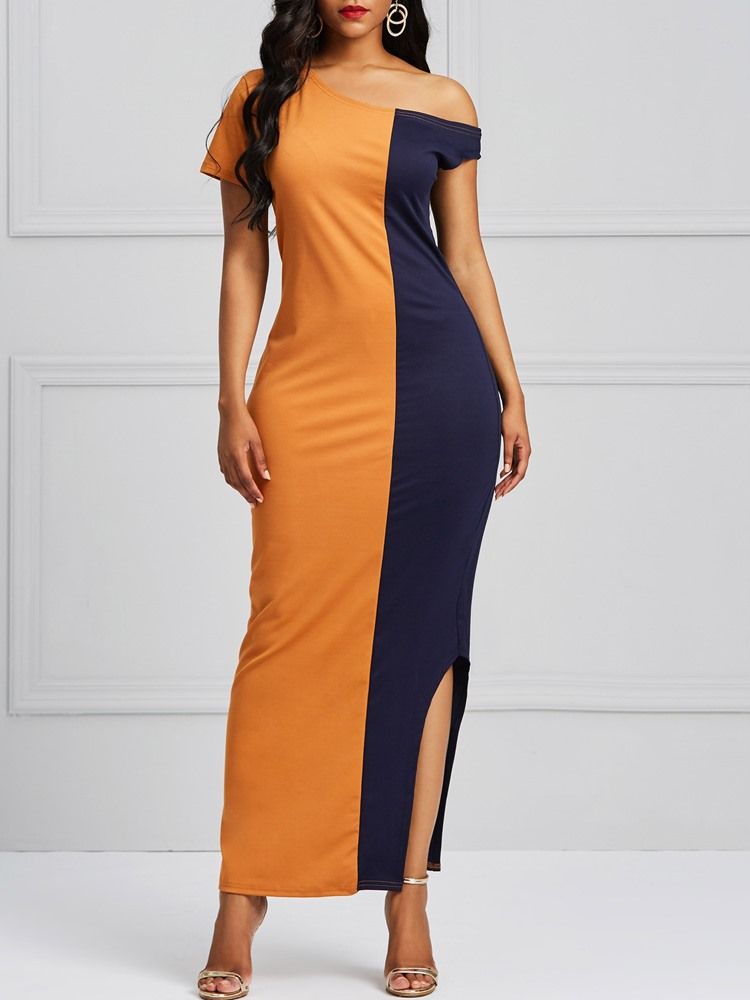 Color Block Bodycon Split Kvindekjole