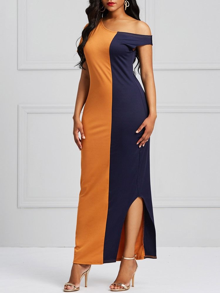 Color Block Bodycon Split Kvindekjole