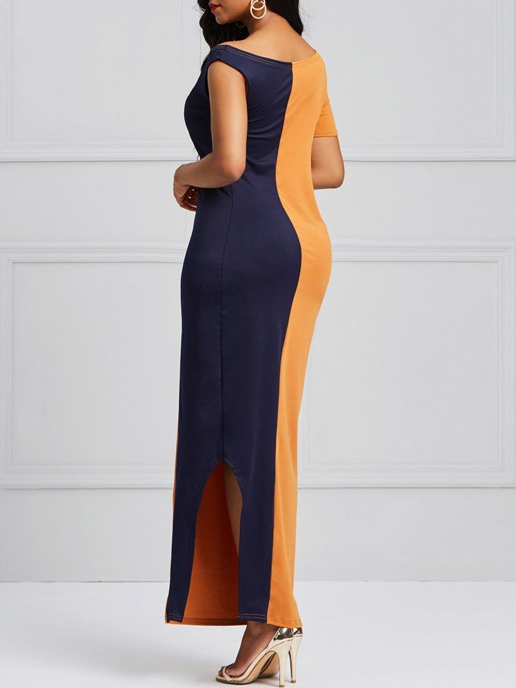 Color Block Bodycon Split Kvindekjole