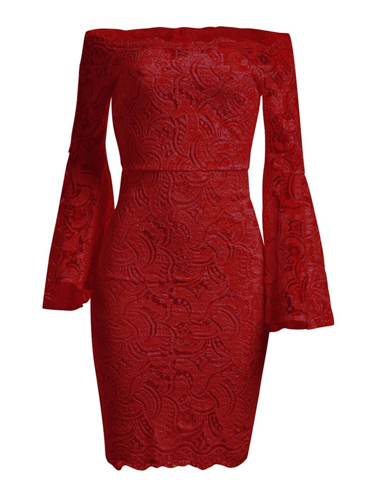 Hollow Flare Sleeve Lace Women's Bodycon Dress