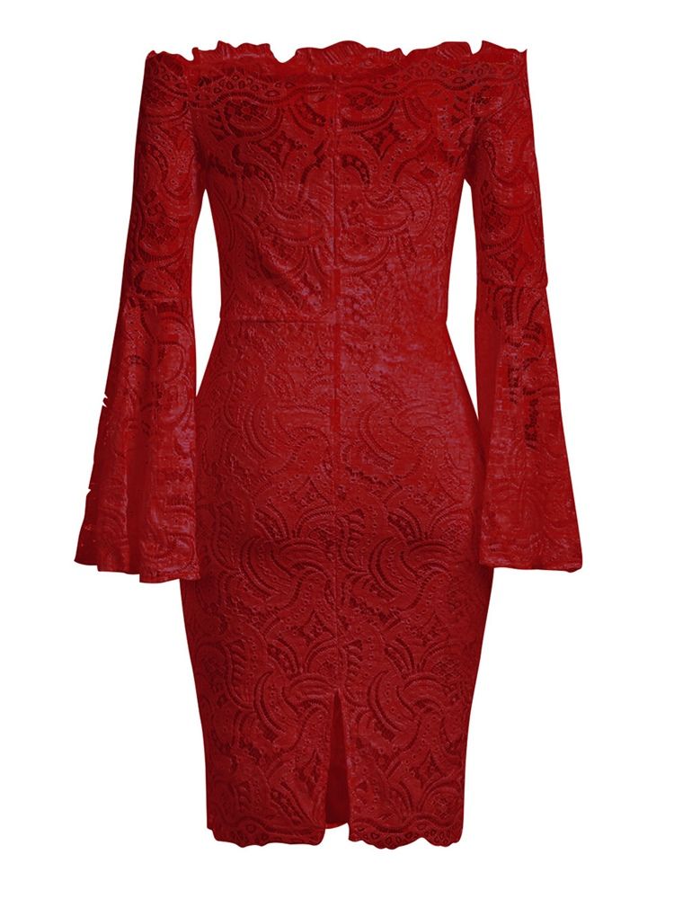 Hollow Flare Sleeve Lace Women's Bodycon Dress