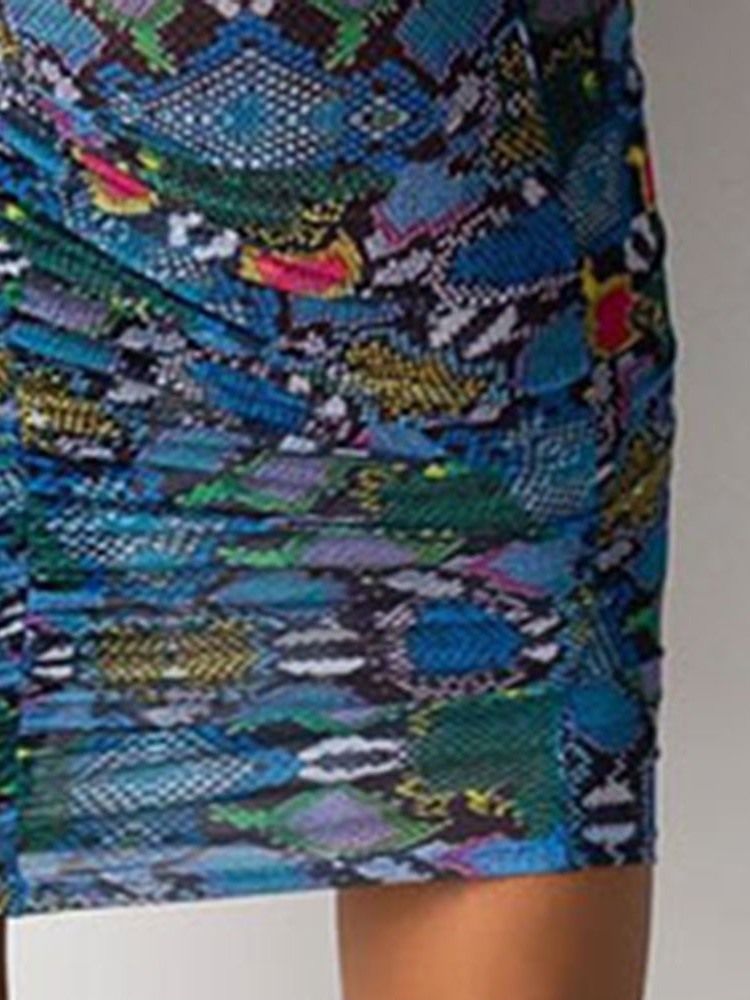 Kvinder Plisseret V-hals Langærmet Serpentine Spring Dress