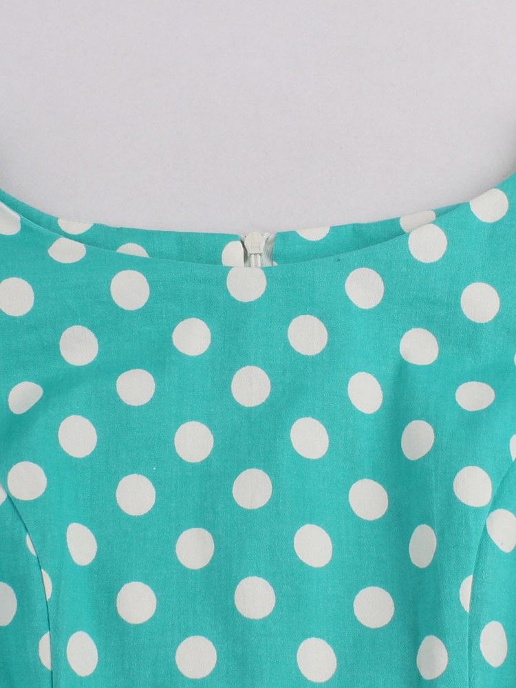 Kvinder Polka Dots Petal Ærme Knælang Bodycon Kjole