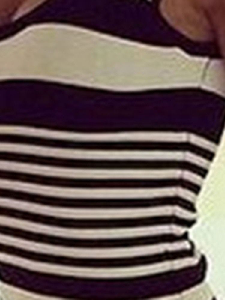 Kvinders Ankel-længde Print Ærmeløs Pullover Stripe Kjole